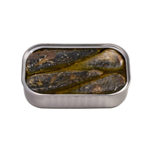 Pequeñas caballas en aceite de oliva picante 90g