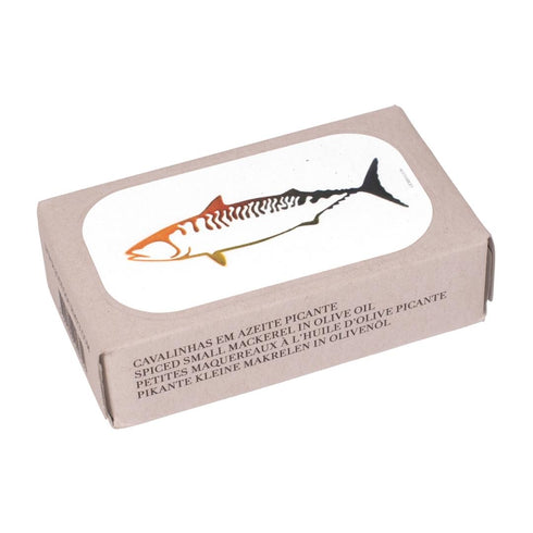 Pequeñas caballas en aceite de oliva picante 90g